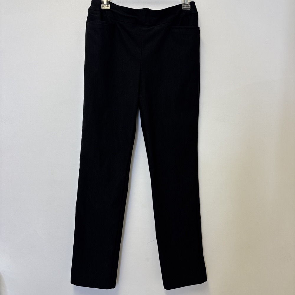 Chico's Women 0R US 4R Black Pull On Mid Rise Straight Leg Slacks Pants
